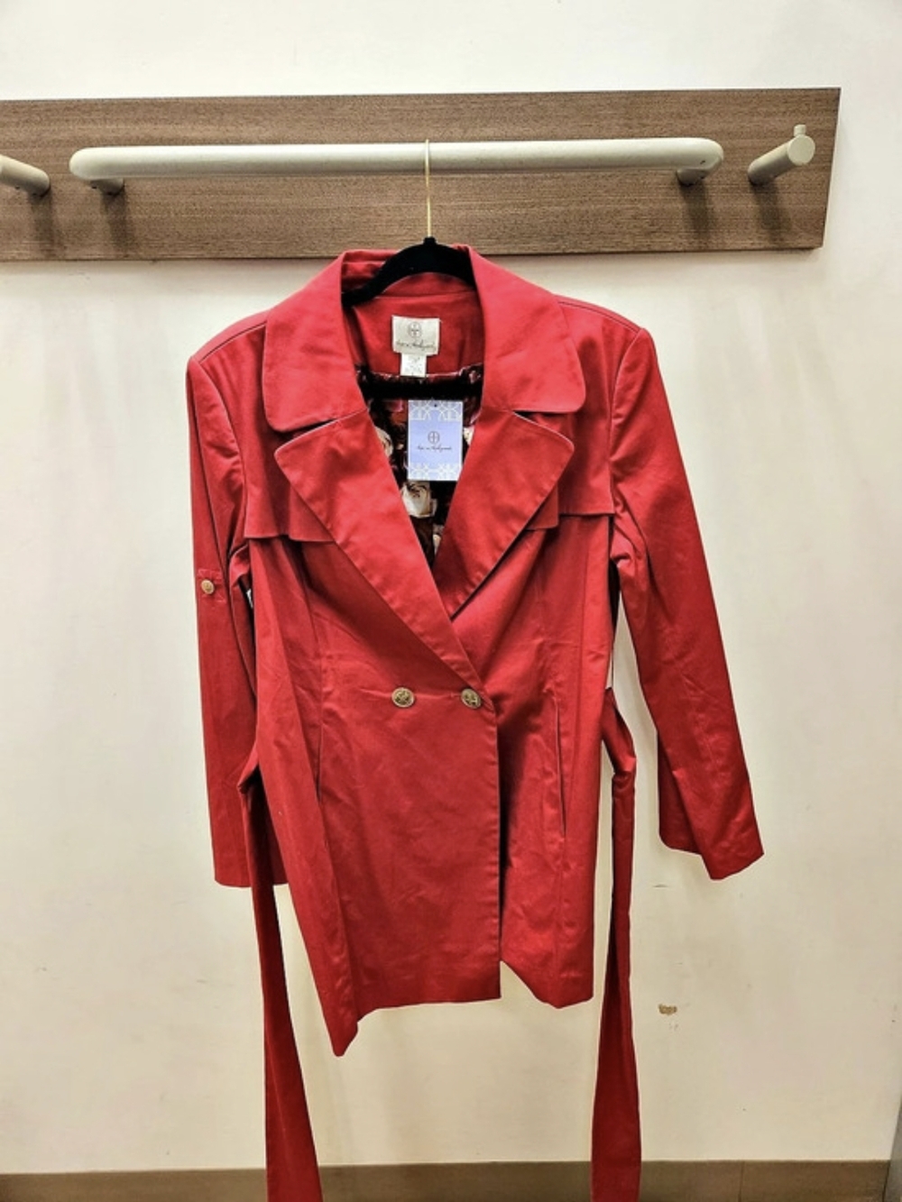 Artful Dodger Hot Pink Floral Trench Coat Size Large